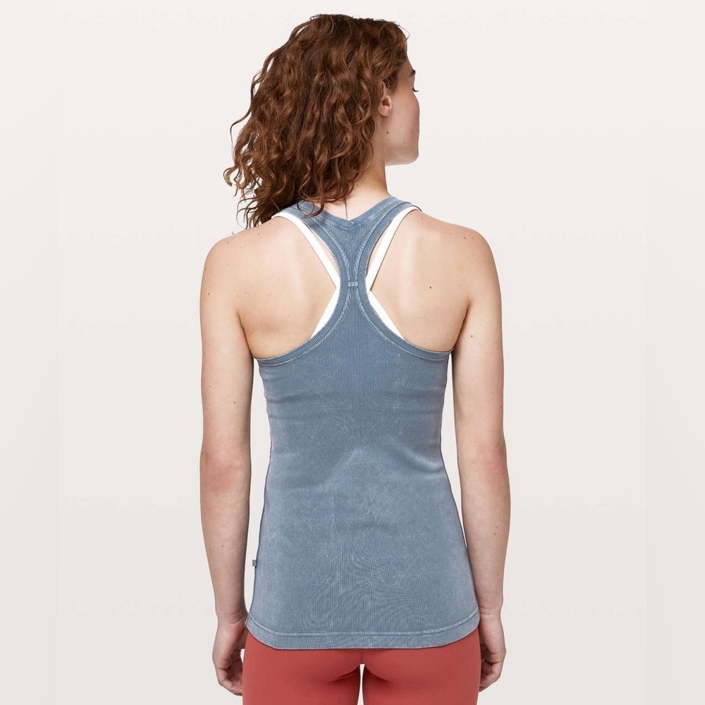 Lululemon Align Ribbed Racerback Tank Washed Moon Blue Built In Bra Size 4